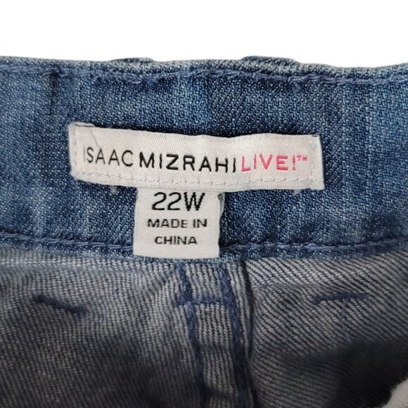 Isaac Mizrahi Live! Jeans Blue Size 22W Wide Leg Zipper Pockets Cropped Med Wash - Picture 7 of 8